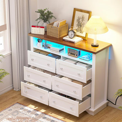 HAIOOU 6 Drawer Dresser with 2 Shelves