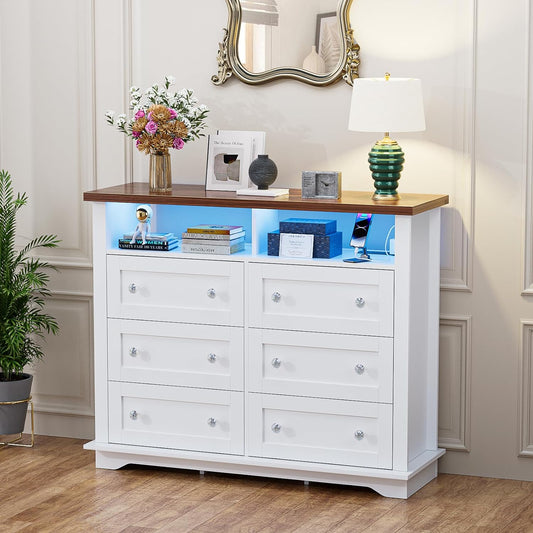 HAIOOU 6 Drawer Dresser with 2 Shelves