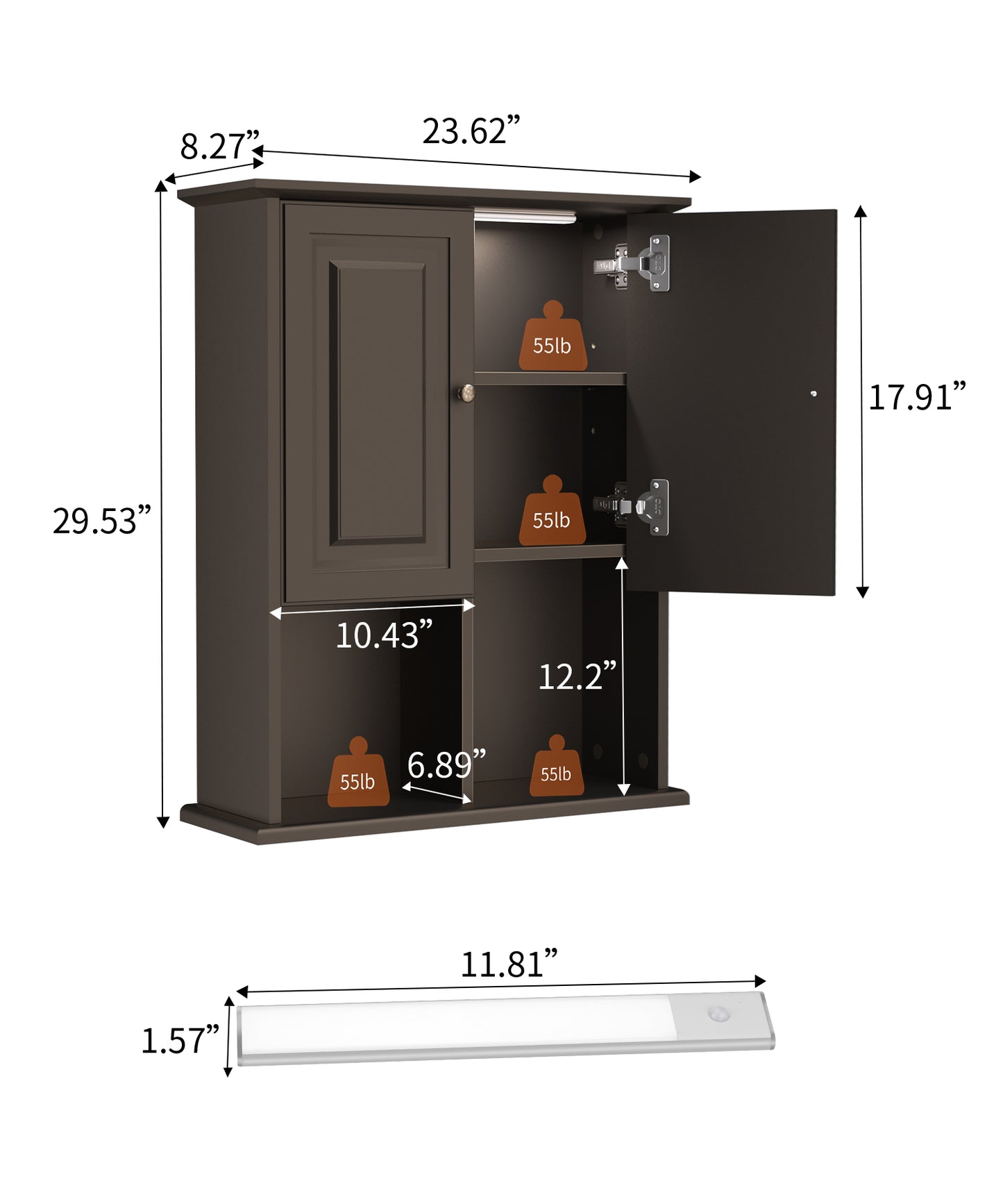 HAIOOU Wooden Medicine Cabinet Wall Mounted Cupboard