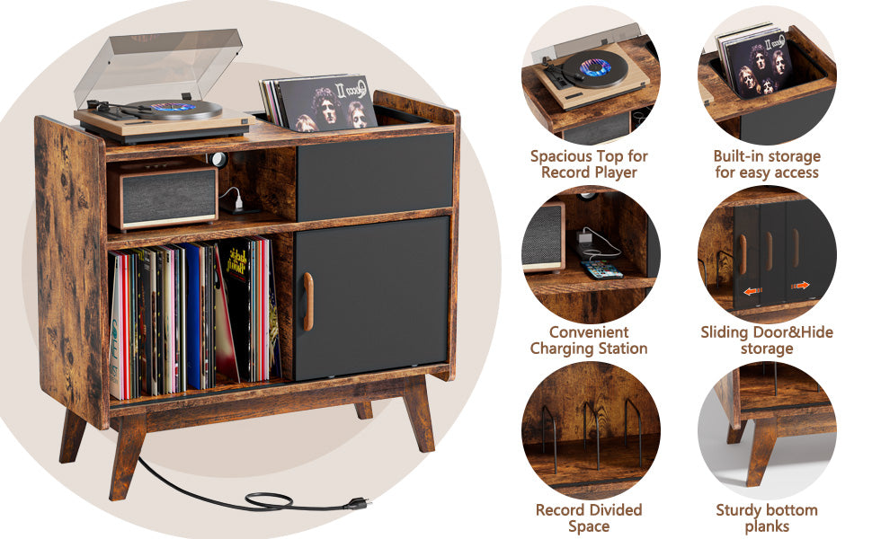 HAIOOU Record Player Stand with LED Lights