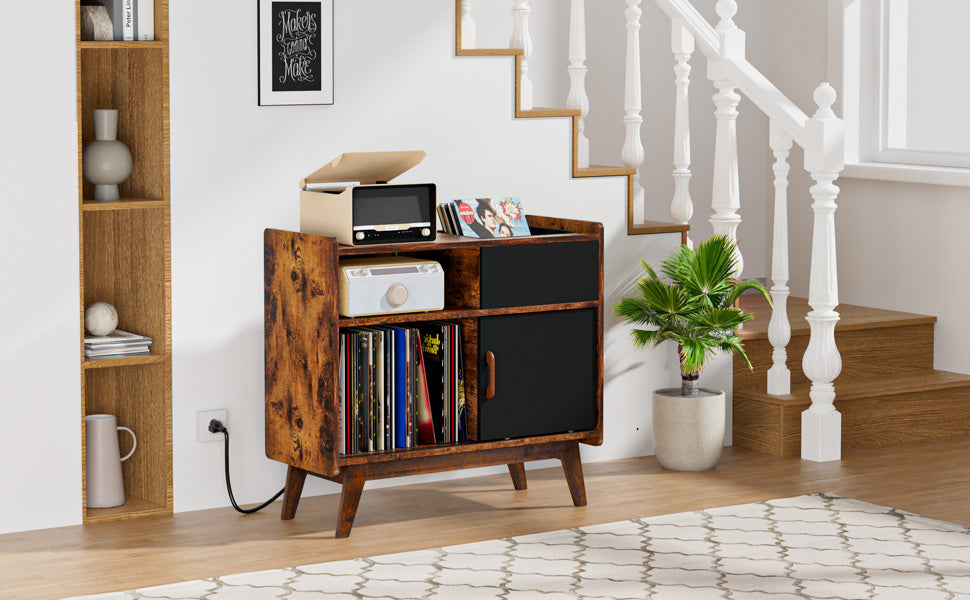 HAIOOU Record Player Stand with LED Lights