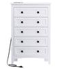 HAIOOU 5 Drawer White Dresser with Power Outlets