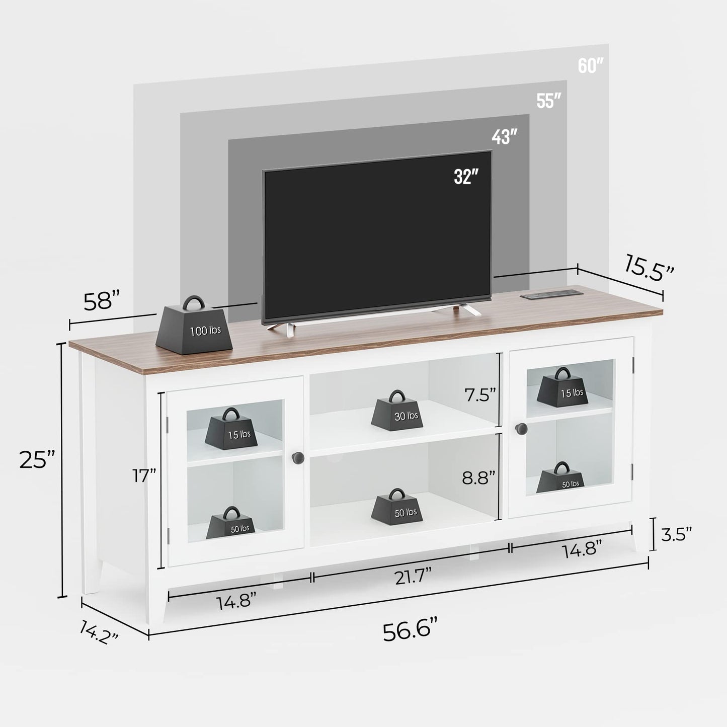 LED TV Stand with Charging Station