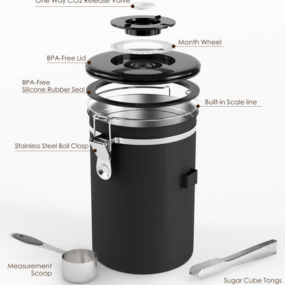 HAIOOU Airtight Coffee Canister Black