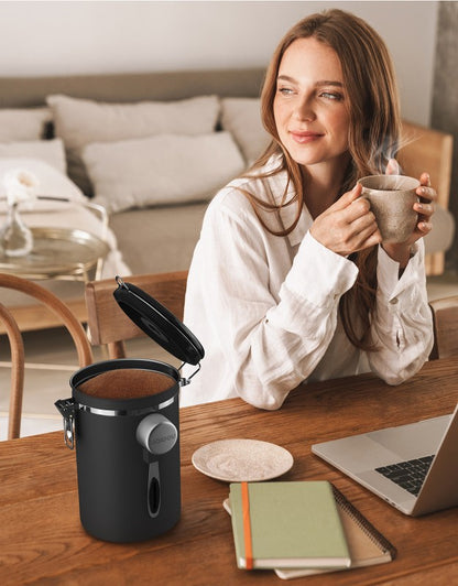 HAIOOU Airtight Coffee Canister Black
